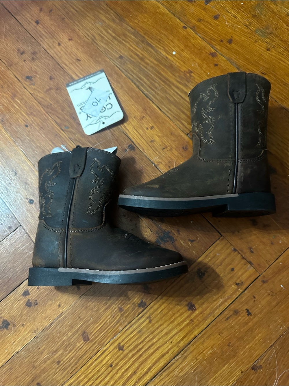 Cody James CJ Little Nash Kids Western Leather Ankle Zip Boots Brown 7D